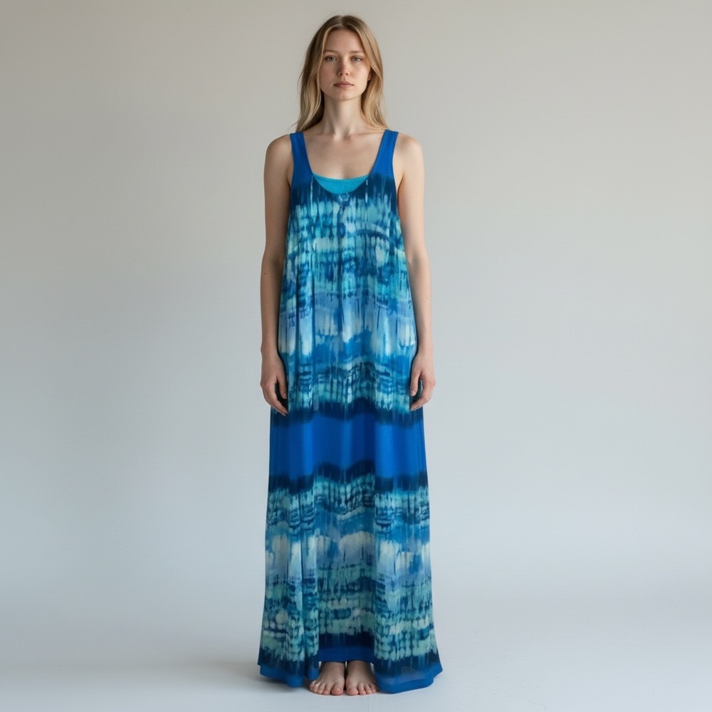 Emma & Michele - Sleeveless Maxi Dress in Blue Waters - Size M
